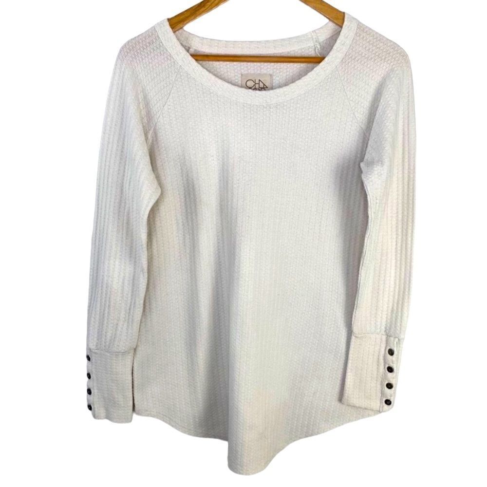Chaser off white waffle knit top medium